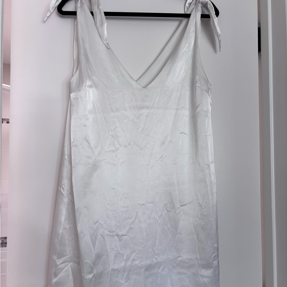Kimchi Blue White Satin Tie-Shoulder Mini Dress